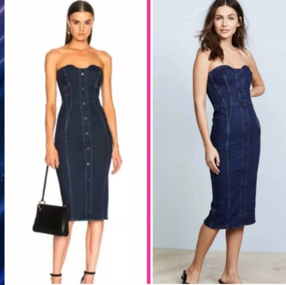 Veronica Beard Dresses & Skirts - Veronica Beard Dark Blue Strapless Denim Dress